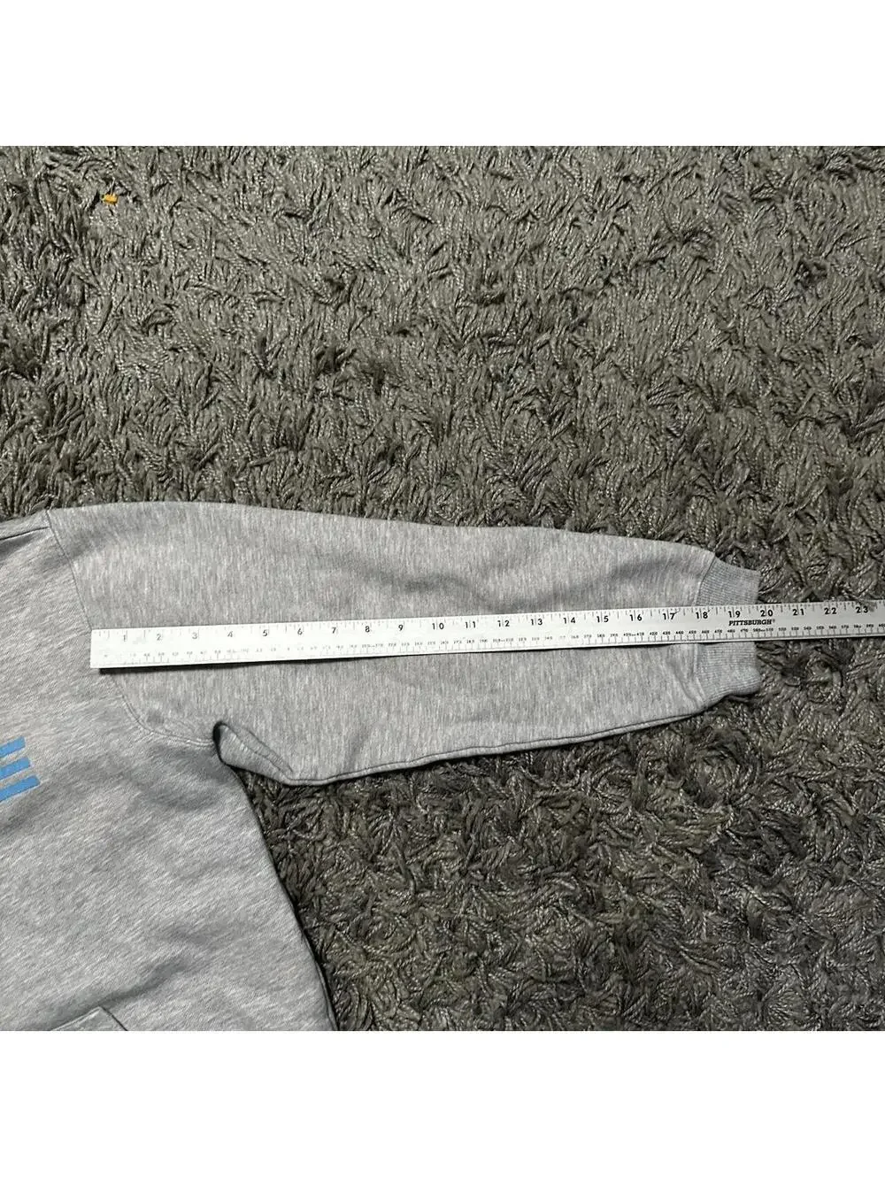 Y2K Adidas Boys (Kids) Large Gray Hoodie with Baby Blue Logo Fits Women’s S